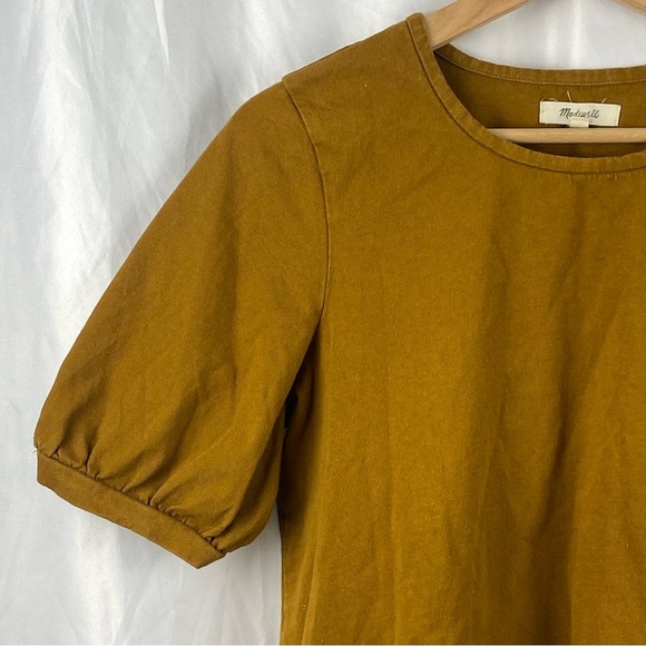 Madewell Mustard Brown Chic Short Sleeve Puff Sleeve Top Size Small - Picture 2 of 16